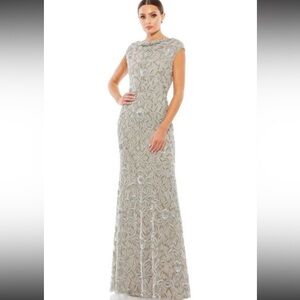Mac Duggal One Shoulder Silver Gown